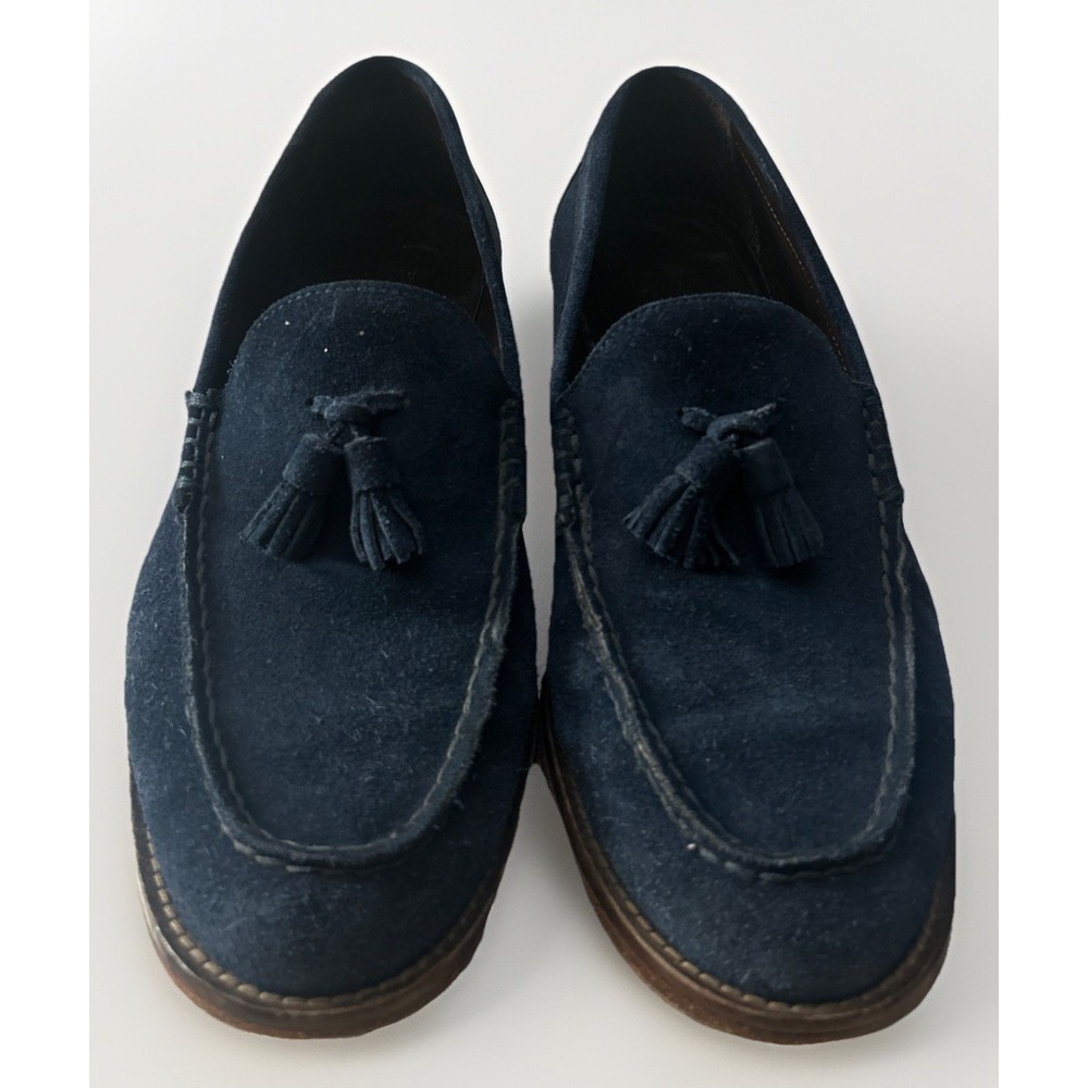 Bruno Magli NILO Navy Blue Loafer Tassels Suede Leather Men's Sz 8 Italy